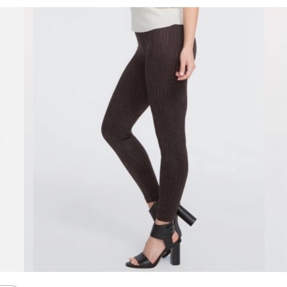 SPANX "Look at Me Now" black & brown crocodile print seamless leggings XL